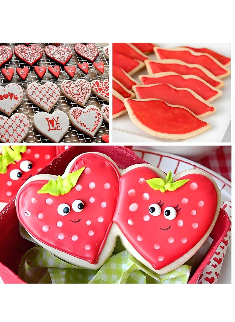 Valentine's Day Heart Cookie Cutter Set - 5 Piece Valentine Cookie Cutters - Heart, Lips, Heart with Arrow, Double Heart