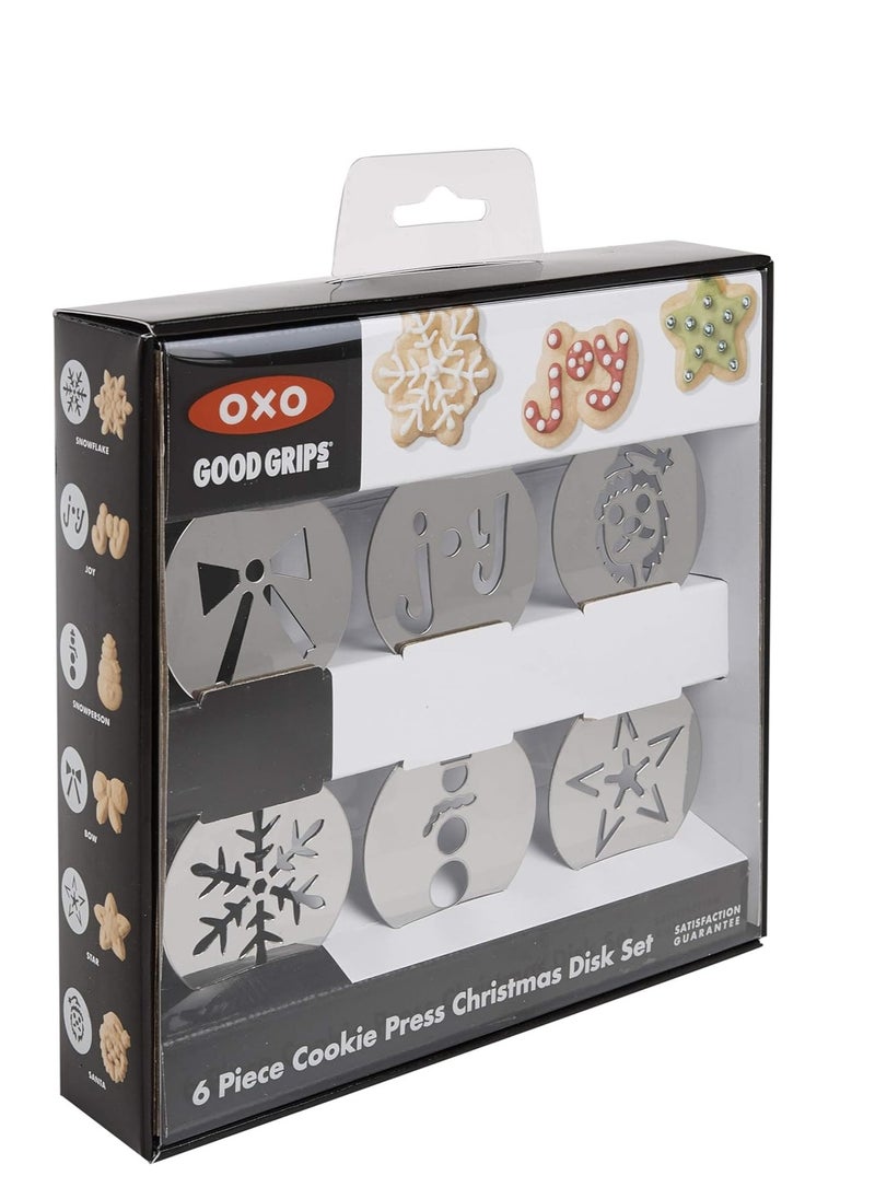 OXO Good Grips Cookie Press Holiday Disk Set, Metallic