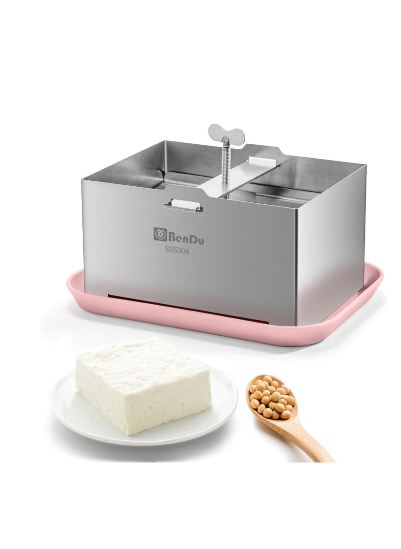 Tofu Press,Tofu Press Stainless Steel with Tofu Presser Towel and Drip Tray for Homemade Tofu and Improved Tofu Flavor Texture-Versatile for paneer and Cheese Press