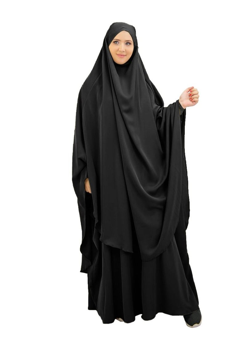 Long Sleeves Abaya With Hijab Black