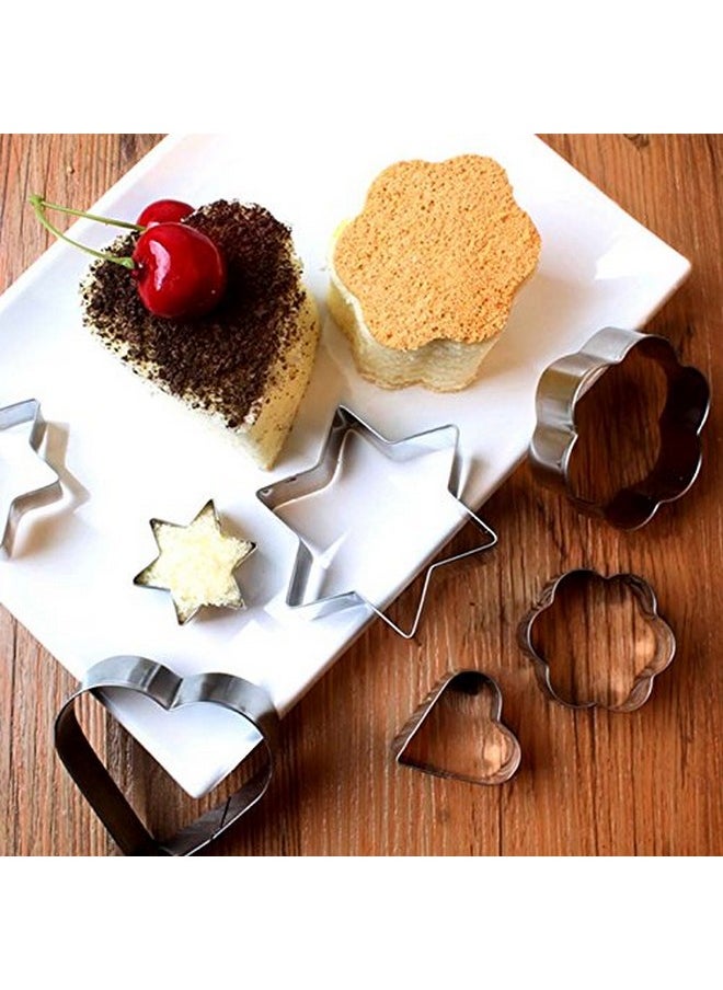 Cookie Cutters Pastry Biscuit Cutters, 12 Pcs Metal Stainless Steel Heart Star Circle Flower Shaped Mould