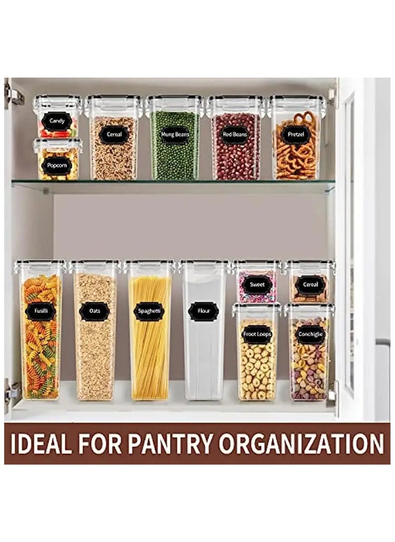 Airtight Food Storage Containers with Lids 24 Pack for Kitchen Organization - BPA Free Kitchen Canisters for Cereal, Rice, Flour & Oats - Free Measuring Spoon , Marker and 24 Labels 24 pcs Pack.