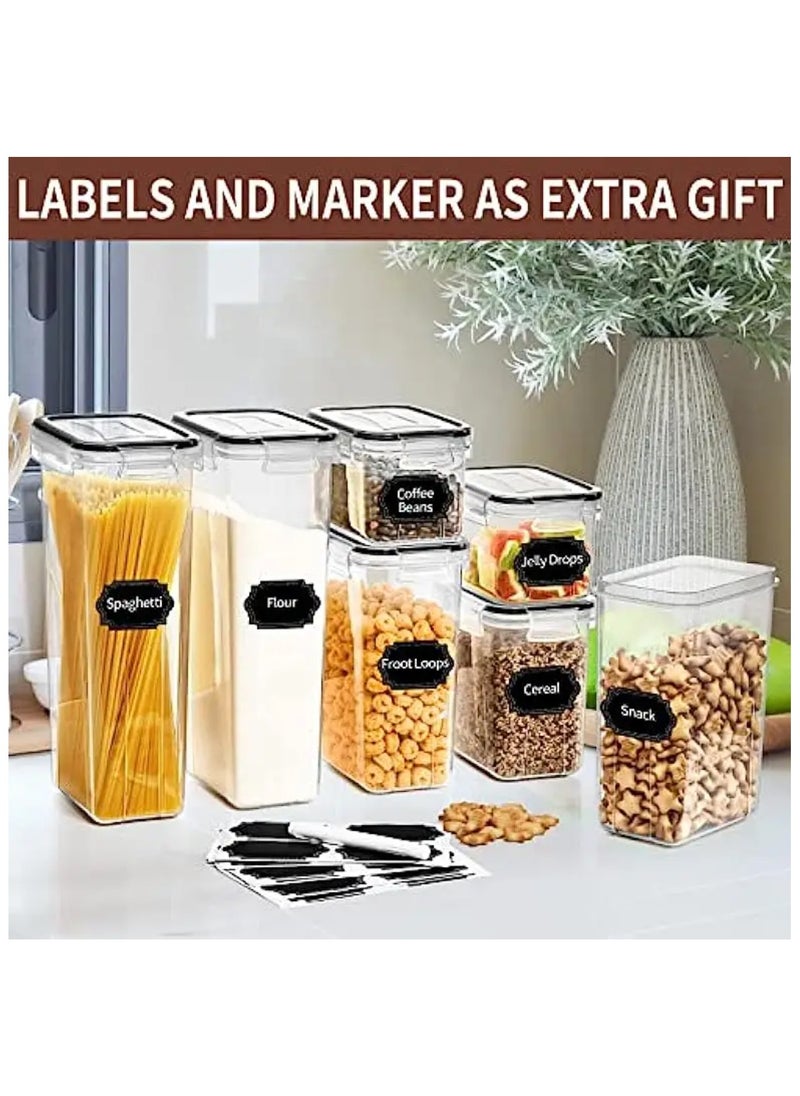 Airtight Food Storage Containers with Lids 24 Pack for Kitchen Organization - BPA Free Kitchen Canisters for Cereal, Rice, Flour & Oats - Free Measuring Spoon , Marker and 24 Labels 24 pcs Pack.