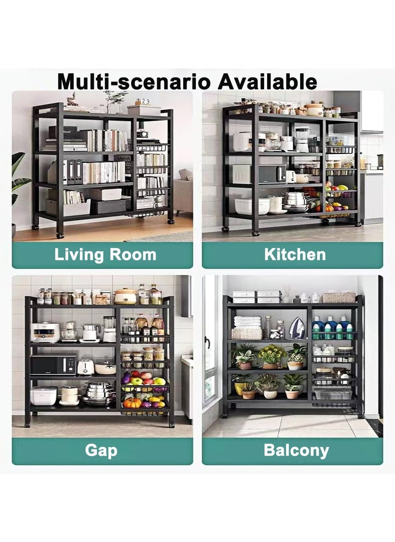 3 nets and 4 layers of storage racks, with sunken wire baskets, large-capacity shelf units, independent metal racks