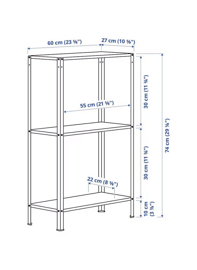 Durable Storage Shelving Rack Storage Shelving Unit Heavy Duty Steel Organizer for Home, Bathroom, Kitchen, Balcony, Hallway, 60x27x74 cm