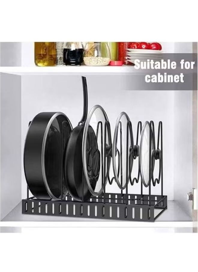 Multi-layer adjustable pot and bowl rack organizer, large-capacity pot lid rack and pot rack for kitchen cabinets and counters