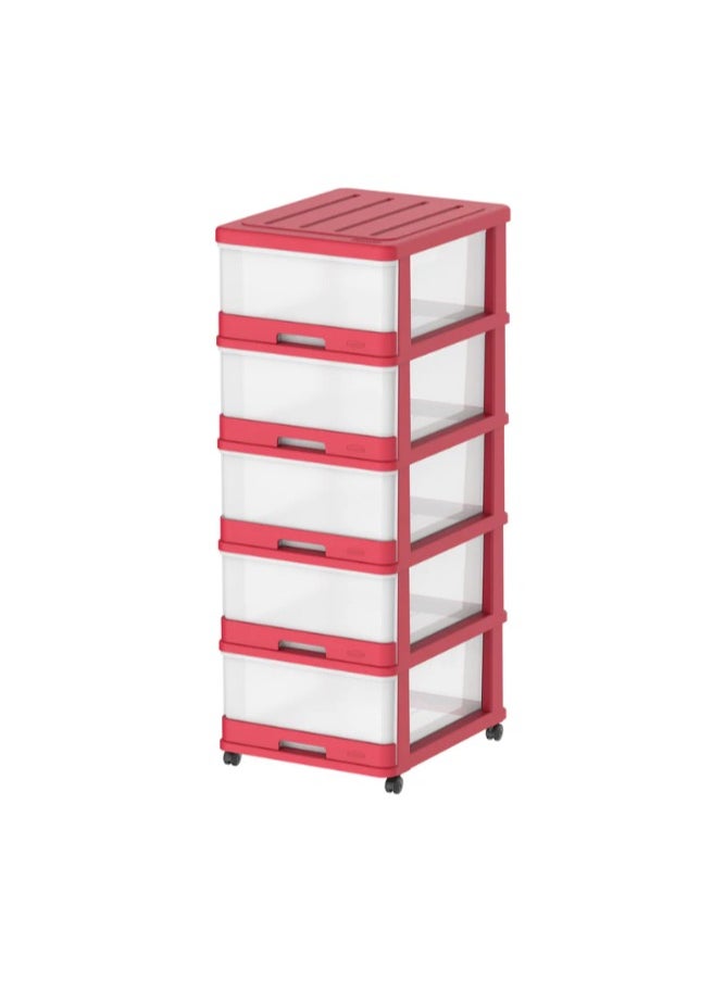 5 Tiers Storage Cabinet with Drawers & Wheels