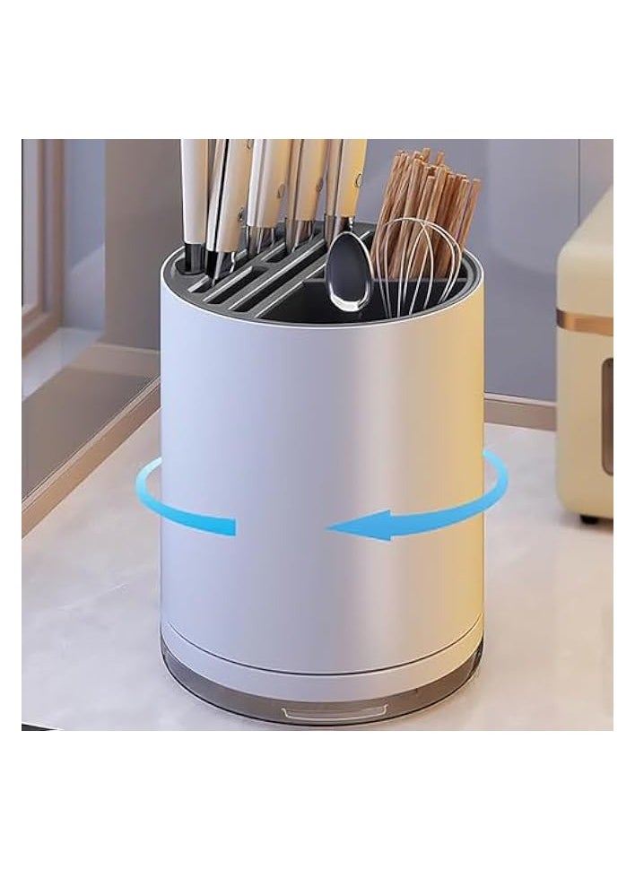 Universal Knife Block, Knife Storage Block with Slots, Cutlery Knife Rack, Rust Proof Knife Holder for Knife, Spoon, Chopstick, Fork Storage Rack, Kitchen Storage Rack, White