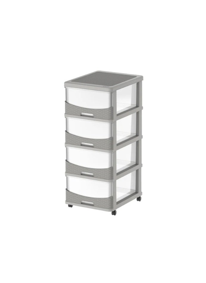 Cedarattan 4 Tiers Storage Cabinet with Drawers & Wheels