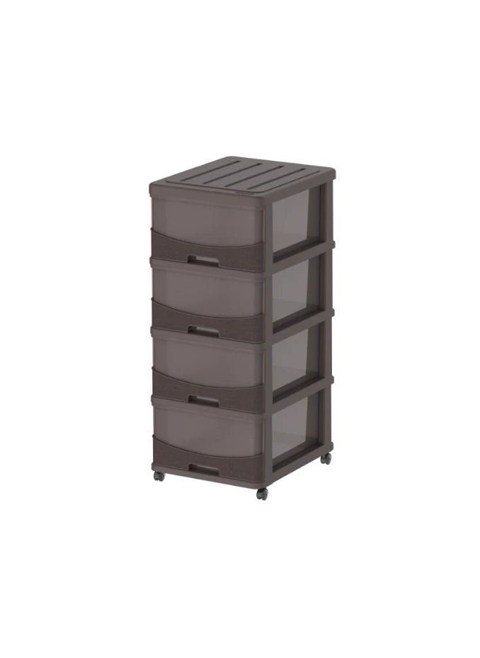 Cedargrain 4 Tiers Storage Cabinet with Drawers & Wheels