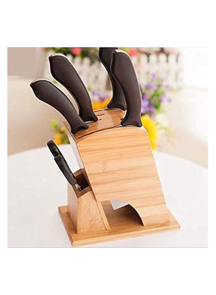 Multifunctional Holes Bamboo Knife Rack Tool Wood Kitchen