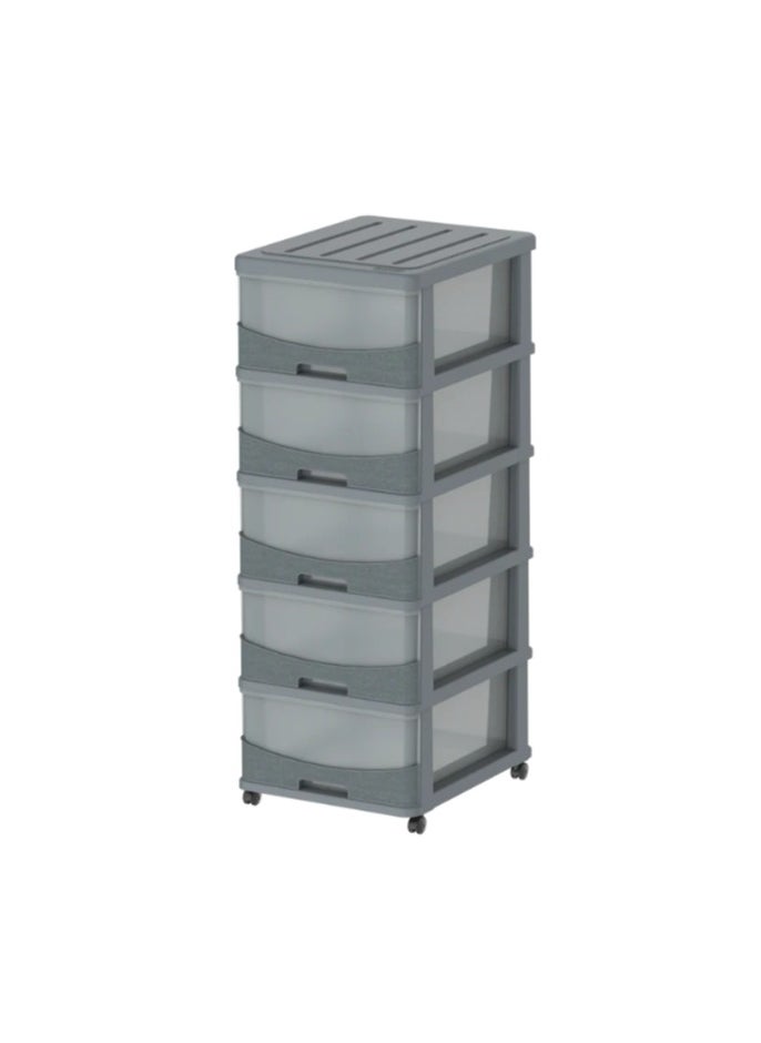 Cedargrain 5 Tiers Storage Cabinet with Drawers & Wheels