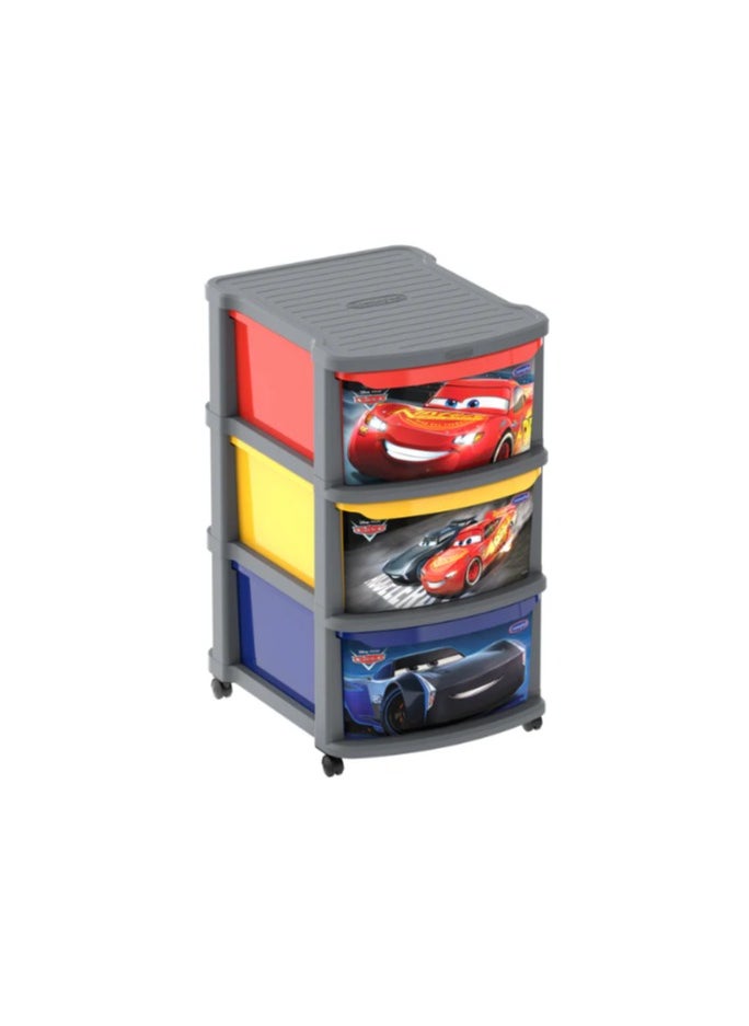 Disney Pixar Cars Multipurpose Storage Cabinet 3 Drawers with Wheels