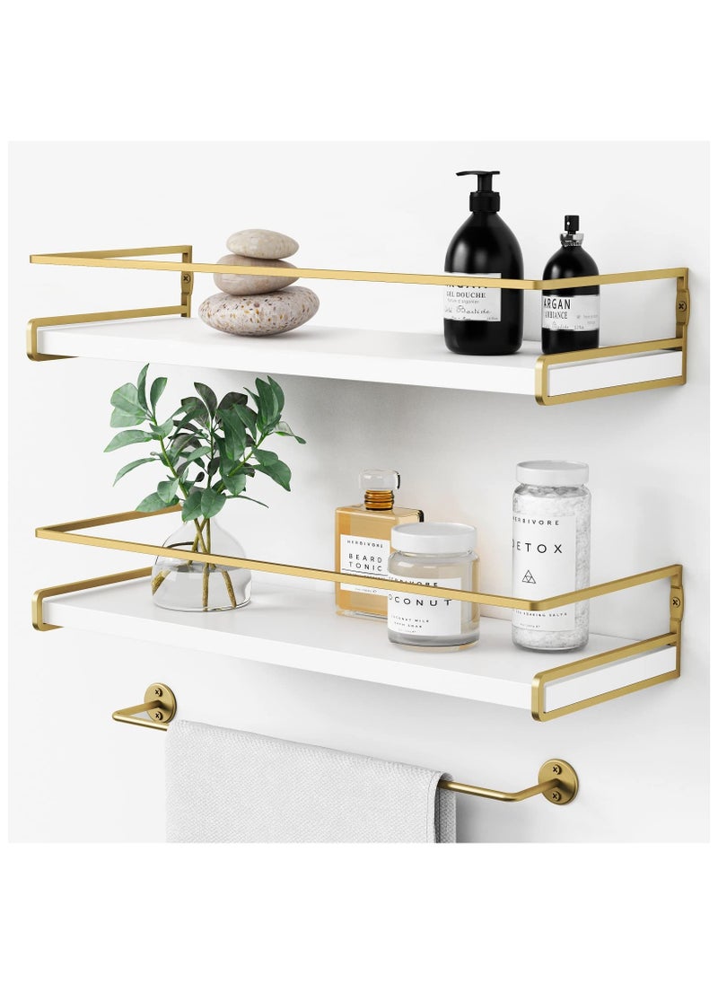 Floating Bathroom Shelves Wall Mounted,Modern Bathroom Organizer for Wall Decor Storage, Set of 2