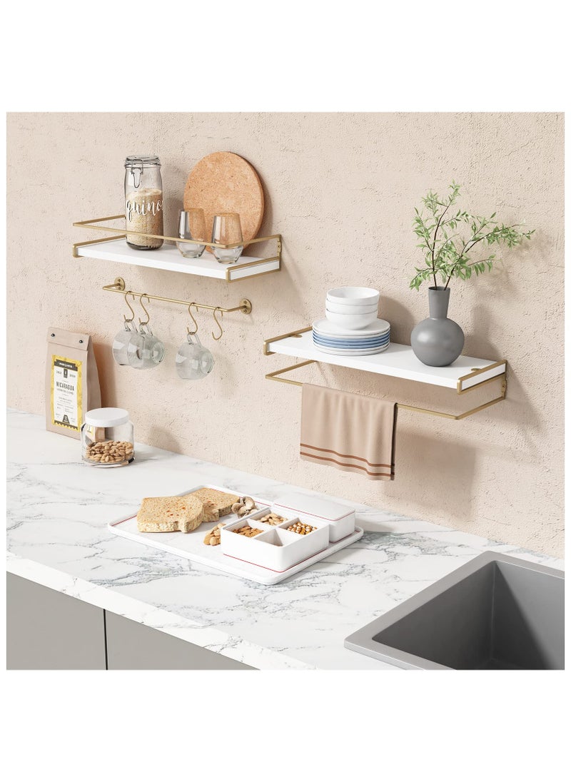 Floating Bathroom Shelves Wall Mounted,Modern Bathroom Organizer for Wall Decor Storage, Set of 2