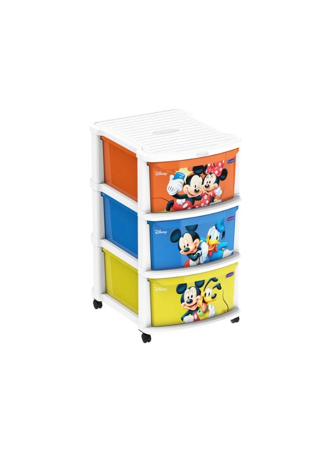 Disney Mickey & Friends Boys Multipurpose Storage Cabinet 3 Drawers with Wheels