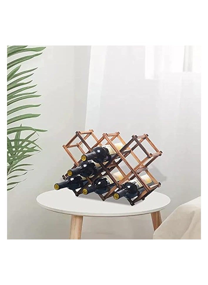 oy Wooden Wine Rack Wood Wine Bottle Holder Tabletop Freestanding Foldable Wood Bottle Holder Wine Shelves Shelf Wine Display Storage Rack Drink Bottle Rack