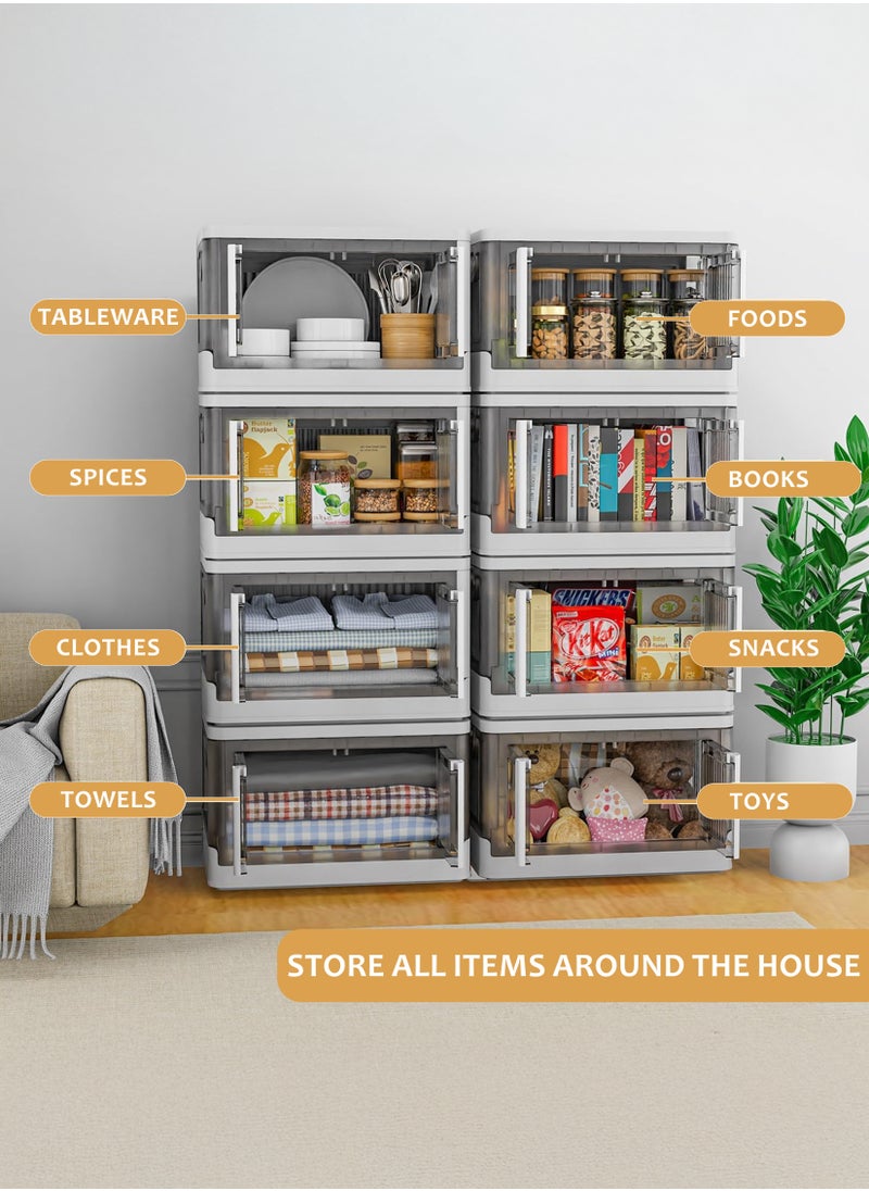 Collapsible Storage Cabinet Rack with Wheels, Heavy-Duty PP Material, Glossy Modern Design, Foldable and Portable, Multi-Layer Storage for Home, Office, Kitchen, Bathroom, Outdoor Use, Secure Double Door Lock, Easy to Clean and Assemble, Available in 6 Sizes for Versatile Storage Needs