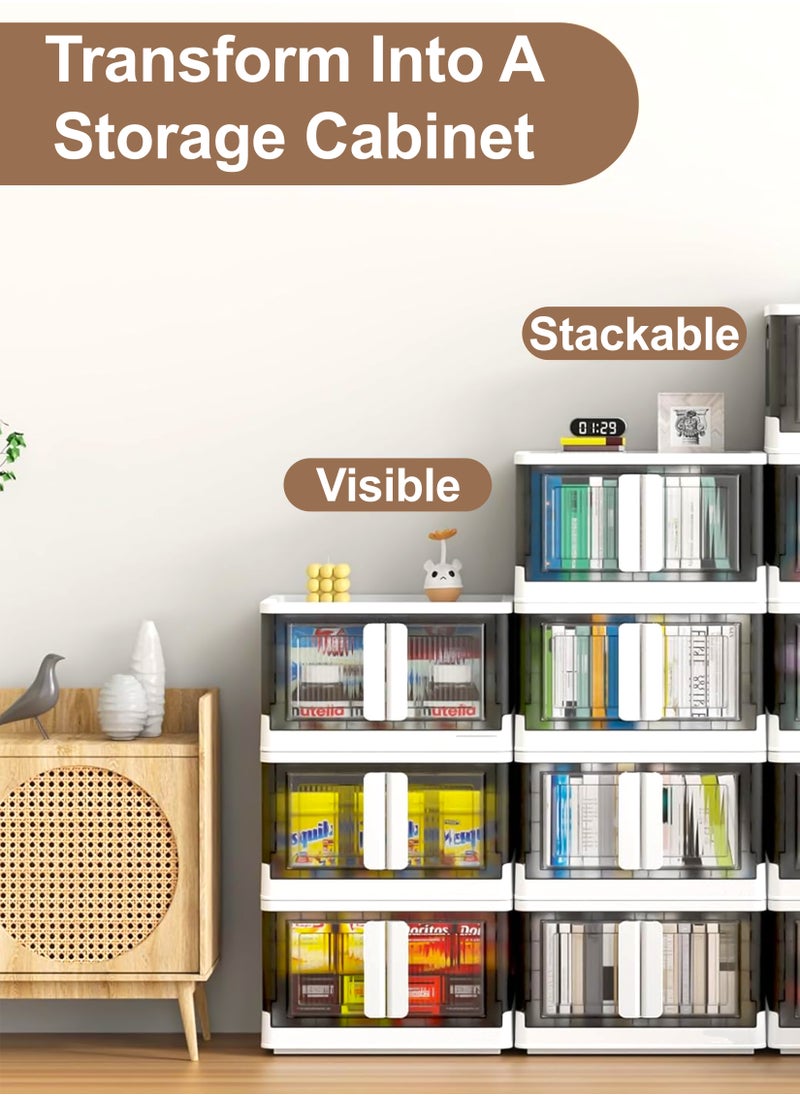 Collapsible Storage Cabinet Rack with Wheels, Heavy-Duty PP Material, Glossy Modern Design, Foldable and Portable, Multi-Layer Storage for Home, Office, Kitchen, Bathroom, Outdoor Use, Secure Double Door Lock, Easy to Clean and Assemble, Available in 6 Sizes for Versatile Storage Needs