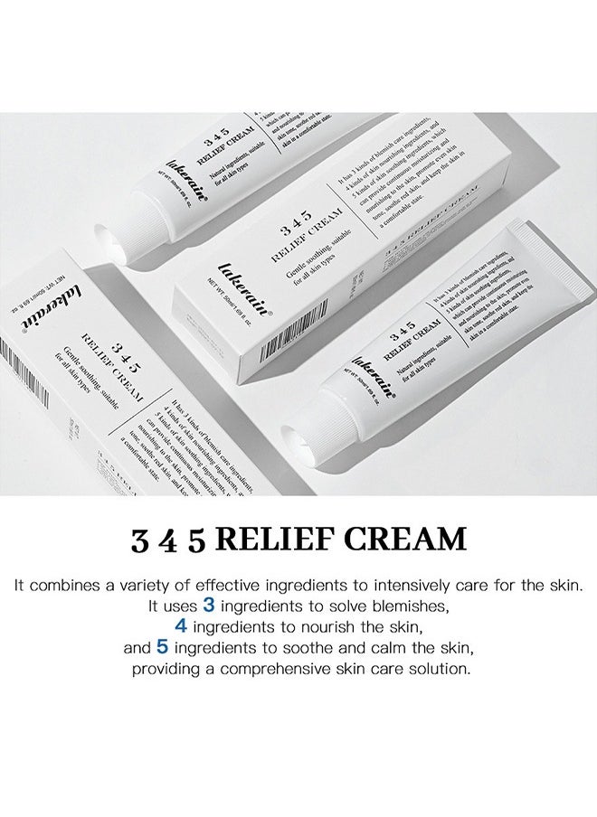 345 Relief Cream, 345 Intensive Repair Cream, Soothing Moisturizer Barrier Cream for Face, Facial Cream Skin Care for Dry & Sensitive Skin- Lasting Hydration & Barrier Repair 50ml