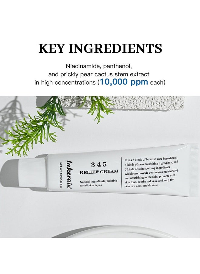 345 Relief Cream, 345 Intensive Repair Cream, Soothing Moisturizer Barrier Cream for Face, Facial Cream Skin Care for Dry & Sensitive Skin- Lasting Hydration & Barrier Repair 50ml