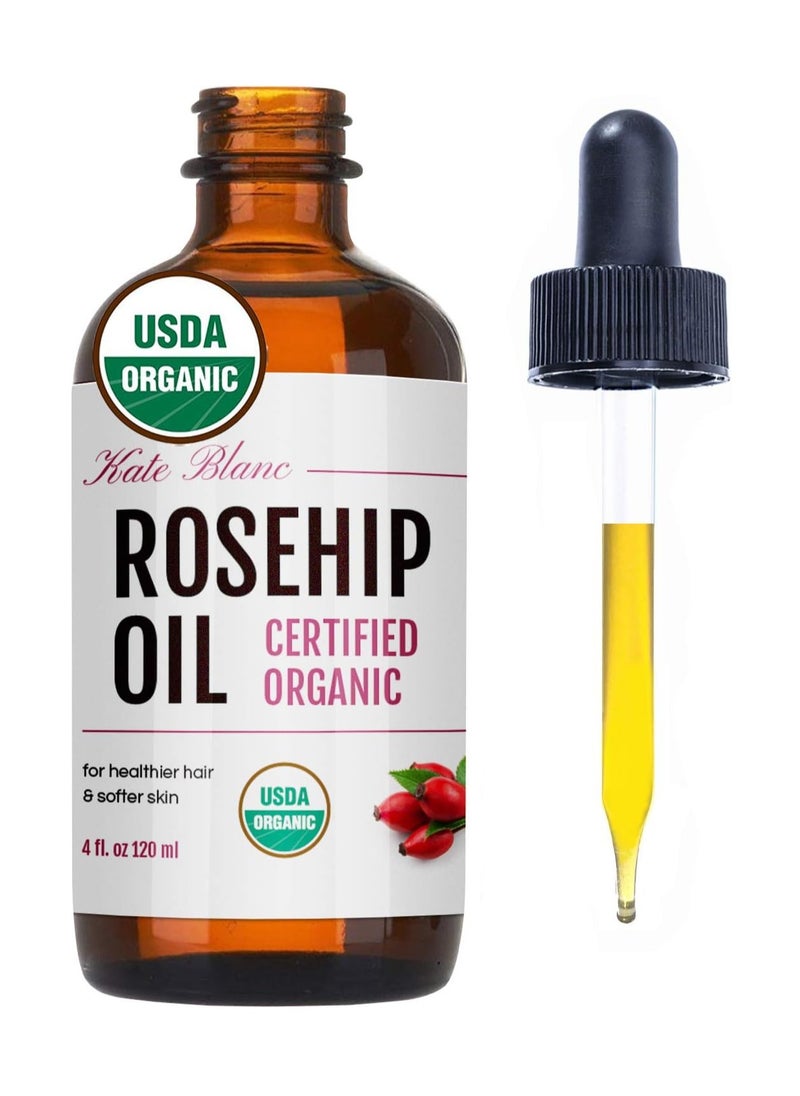 Rosehip Oil for Face & Skin USDA Organic Rosehip Seed Oil for Gua Sha Massage & Face Oil. 100% Pure, Cold Pressed Rose Hip Oil for Acne Scars & Facial Oil