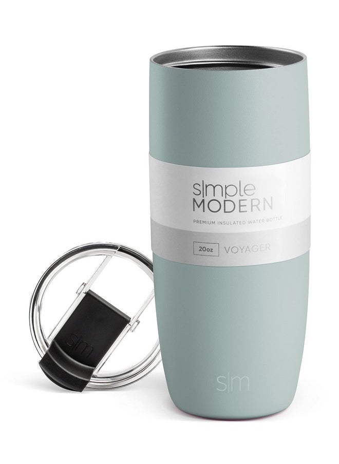 Simple Modern Travel Coffee Mug Tumbler with Flip Lid | Reusable Insulated Stainless Steel Cold Brew Iced Coffee Cup Thermos | Gifts for Women Men Him Her | Voyager Collection | 20oz | Sea Glass Sage