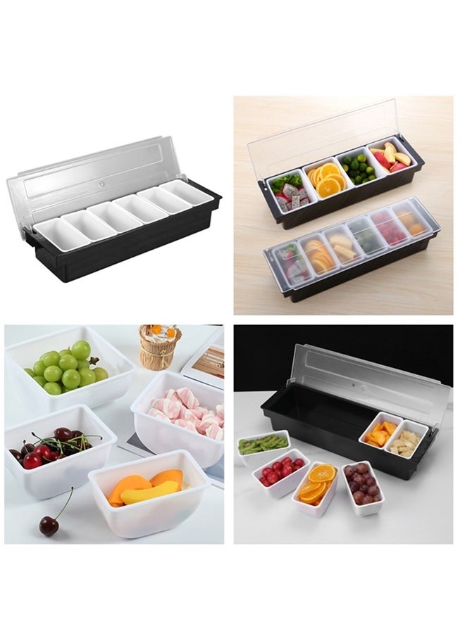 Bar Condiment Tray With Lid,ice Cooled Condiment Dispenser Serving Container Chilled Garnish Tray Bar Caddy For Home Work Or Restaurant, Large 6 Compartment Garnish Tray With Lid For Bar