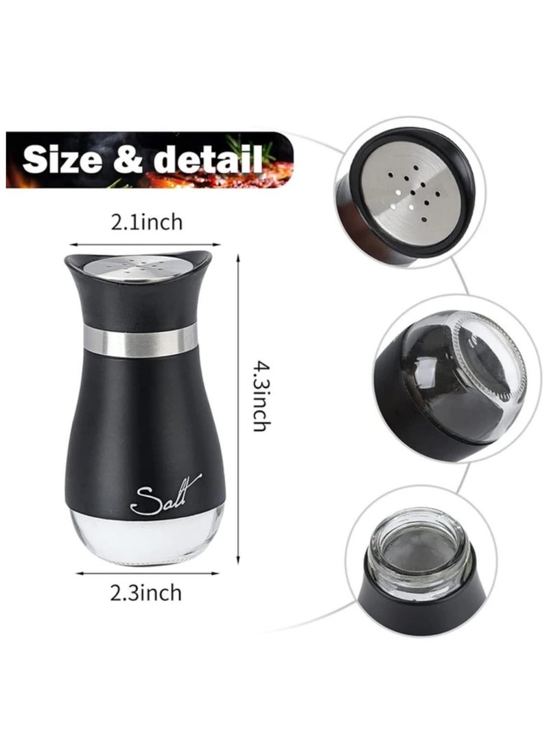 2 pcs of Salt and Paper shakers, Spice Dispenser Adjustable Refillable Paper Shaker Seasoning Jar Kitchen , Ideal For BBQ