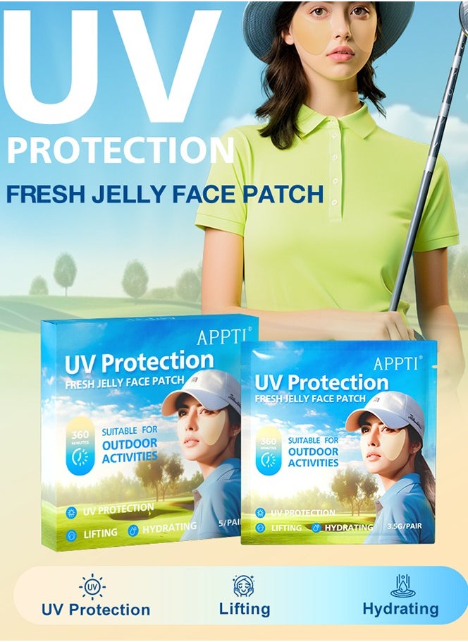 5 Pairs UV Protection Fresh Jelly Face Patch Sunlight Protection Jelly Face Patch Outdoor UV Protection Face Patch Golf Gel Facial Patches Hydrating Skin Care Sunscreen Patch Outdoor Activities Sun Patch