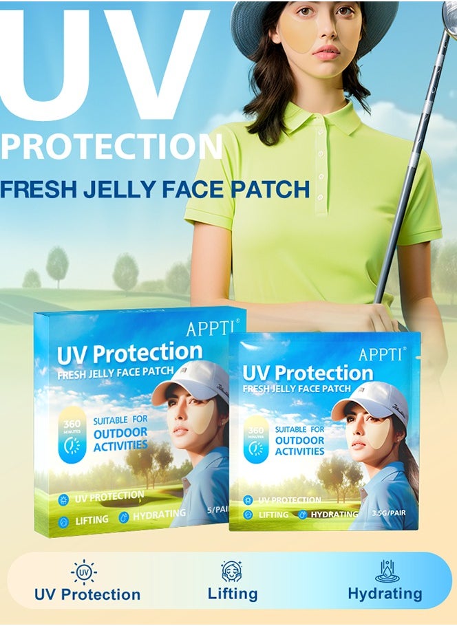 5 Pairs UV Protection Fresh Jelly Face Patch Sunlight Protection Jelly Face Patch Outdoor UV Protection Face Patch Golf Gel Facial Patches Hydrating Skin Care Sunscreen Patch Outdoor Activities Sun Patch