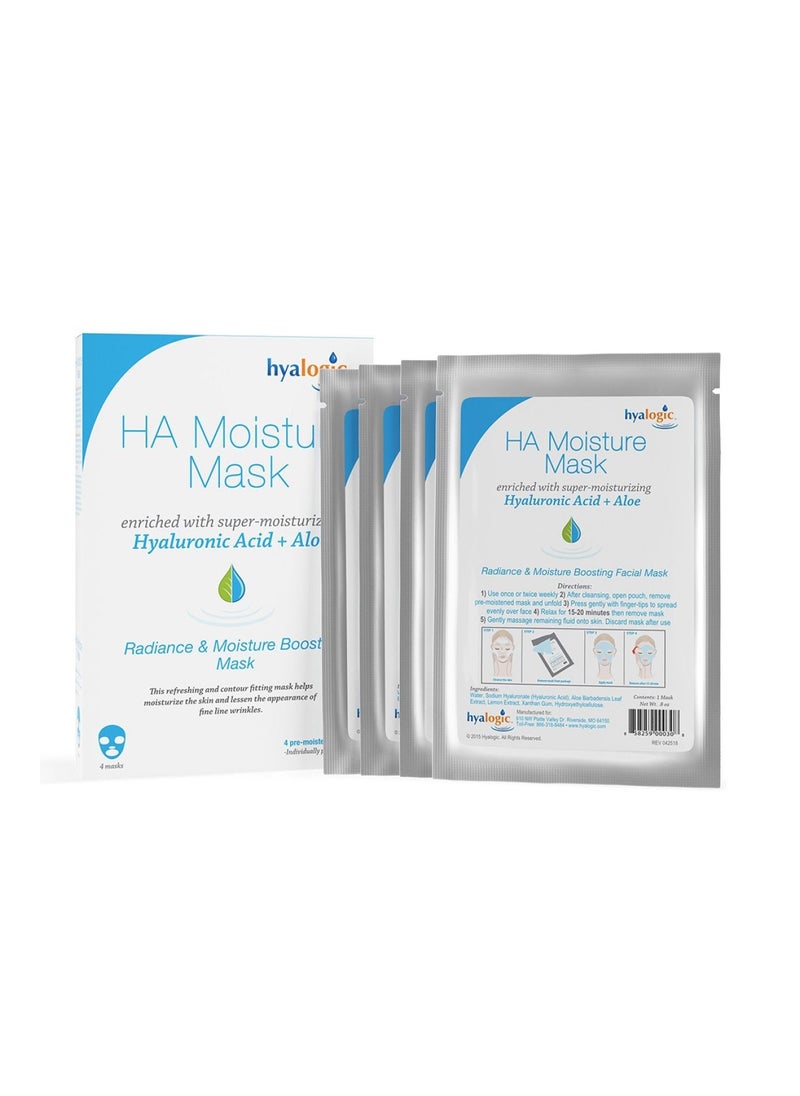 Hyaluronic Acid Radiance And Moisture Boosting Facial Mask, Pack Of 4