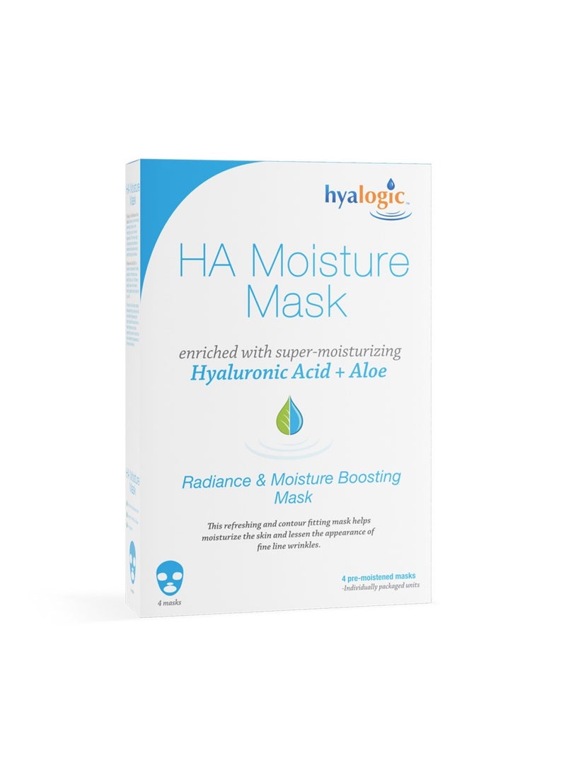 Hyaluronic Acid Radiance And Moisture Boosting Facial Mask, Pack Of 4