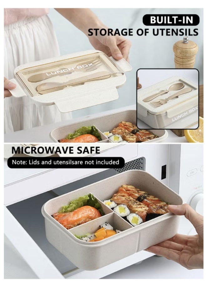 2025 Newest Student Lunch Box Set, Adult Bento Box, Kids Leakproof Bento Box, Including Lunch Bag + Spoon + Fork + Minimalist Design Food Storage Box, Super Thermal Insulation Function, Wheat Straw Eco-friendly Materials, High Temperature Microwave Heating