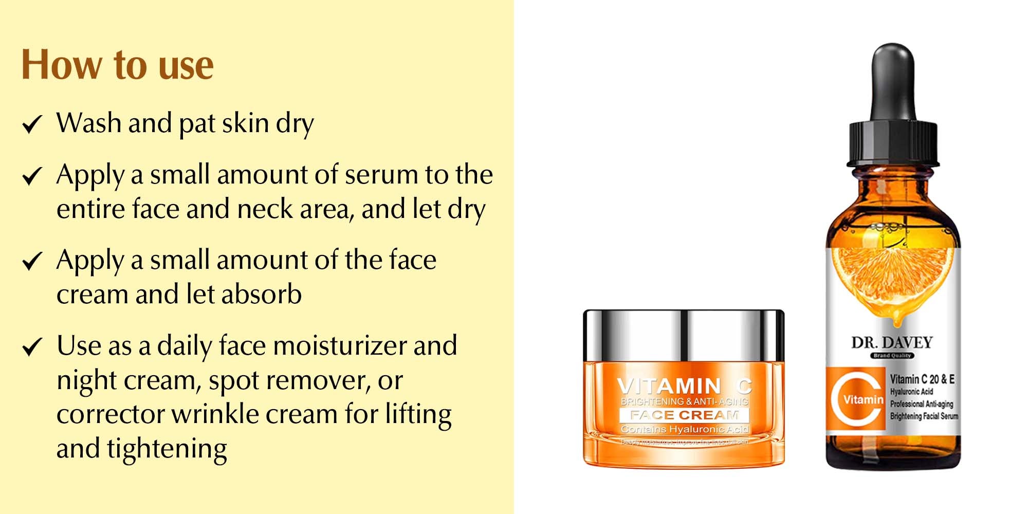 Vitamin C Face Cream And Facial Serum Clear (30 Ml+ 50 G)ml