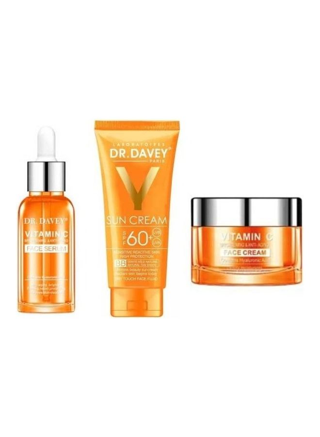 3-Piece Vitamin C Serum Sun Cream 100ml And Vitamin C Face Cream 180ml