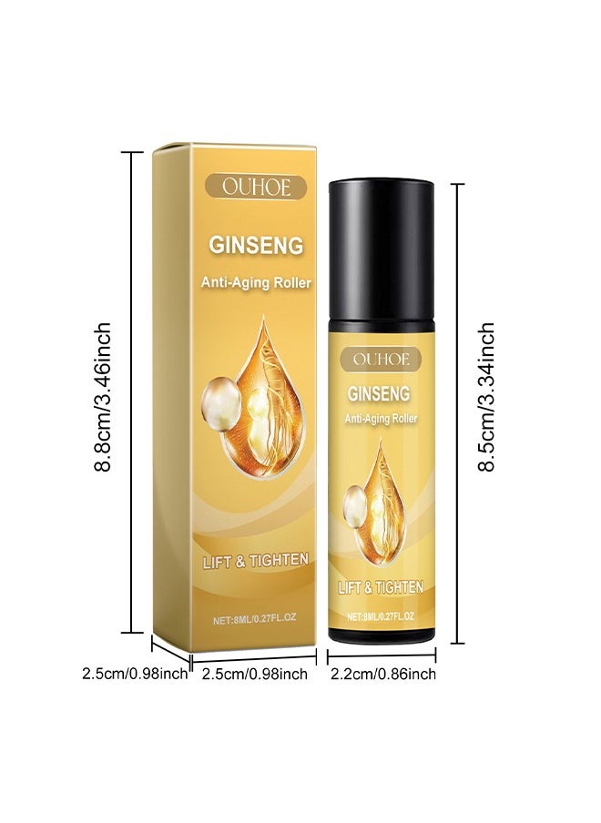 Ginseng Anti-Aging Roller，Serum And Facial Oil ,With Hyaluronic Acid Niacinamide, Lift & Tighten Anti-Aging Hydrating Face Skin Care Vitamin E Vitamin C, Facial Oil For Facial Daily Care 8ml