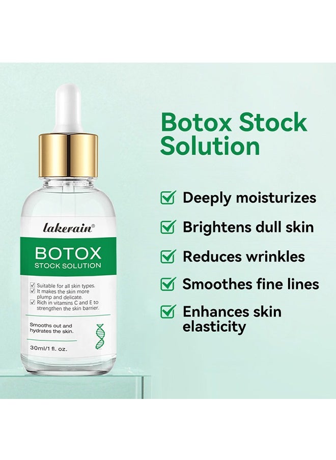 Botox Stock Solution，Facial Serum Smooth Out and Hydrates Skin Botox Stock Anti Aging Face Serum Reduce Skin Fine Lines Wrinkles Makes Skin Plump and Delicate Botox Anti Aging Serum 30ml