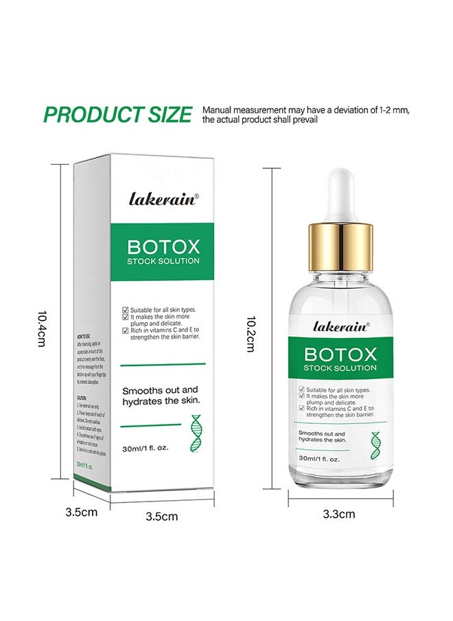 Botox Stock Solution，Facial Serum Smooth Out and Hydrates Skin Botox Stock Anti Aging Face Serum Reduce Skin Fine Lines Wrinkles Makes Skin Plump and Delicate Botox Anti Aging Serum 30ml