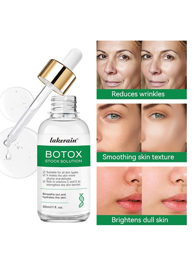 Botox Stock Solution，Facial Serum Smooth Out and Hydrates Skin Botox Stock Anti Aging Face Serum Reduce Skin Fine Lines Wrinkles Makes Skin Plump and Delicate Botox Anti Aging Serum 30ml