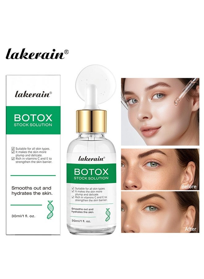 Botox Stock Solution，Facial Serum Smooth Out and Hydrates Skin Botox Stock Anti Aging Face Serum Reduce Skin Fine Lines Wrinkles Makes Skin Plump and Delicate Botox Anti Aging Serum 30ml