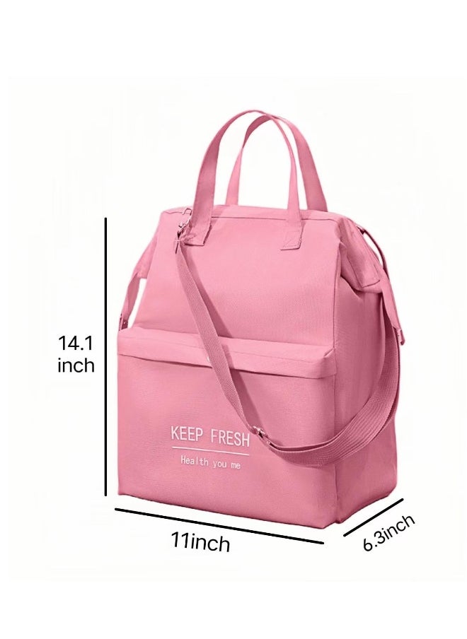 Insulated Lunch Bag, 11 * 6.3 * 14.1 Inch Bento Cooler Bag, Portable Pink Lunch Tote Bag, Lunch Box For Women, Lunch Bag For Men, Adult Lunch Bag, Soft Cooler Bag, Adult Lunch Boxes For Men