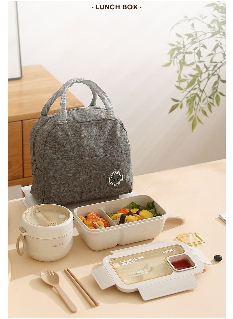 Eco-Friendly Microwave Safe Premium Lunch Box Set Waterproof Soup Bowl FREE Utensils and Thermal Insulated Bag