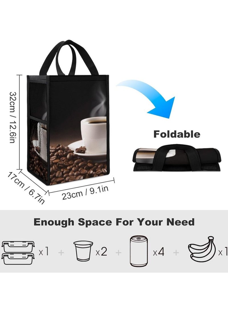 3 pcs Lunch Bag Lunch Box for Men Coffee Cup And Coffee Beans Reusable Insulated Lunch Tote Bag Thermal Cooler Bag