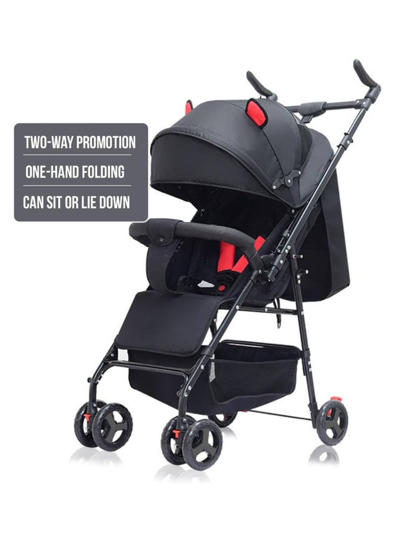 Baby Stroller Lightweight Cabin Pram and Infant Carrier Push Chair - Foldable All-Terrain Stroller With Convertible Double Seats, Shock Absorbing Wheels