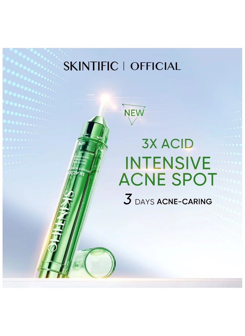 SKINTIFIC 3X Acne Treatment Set: Includes 15ml Acne & Dark Spot Treatment Gel, 30g Acne-Care Moisturizer, and 120ml Acne Gel Cleanser – Complete Skincare for Clear, Flawless Skin