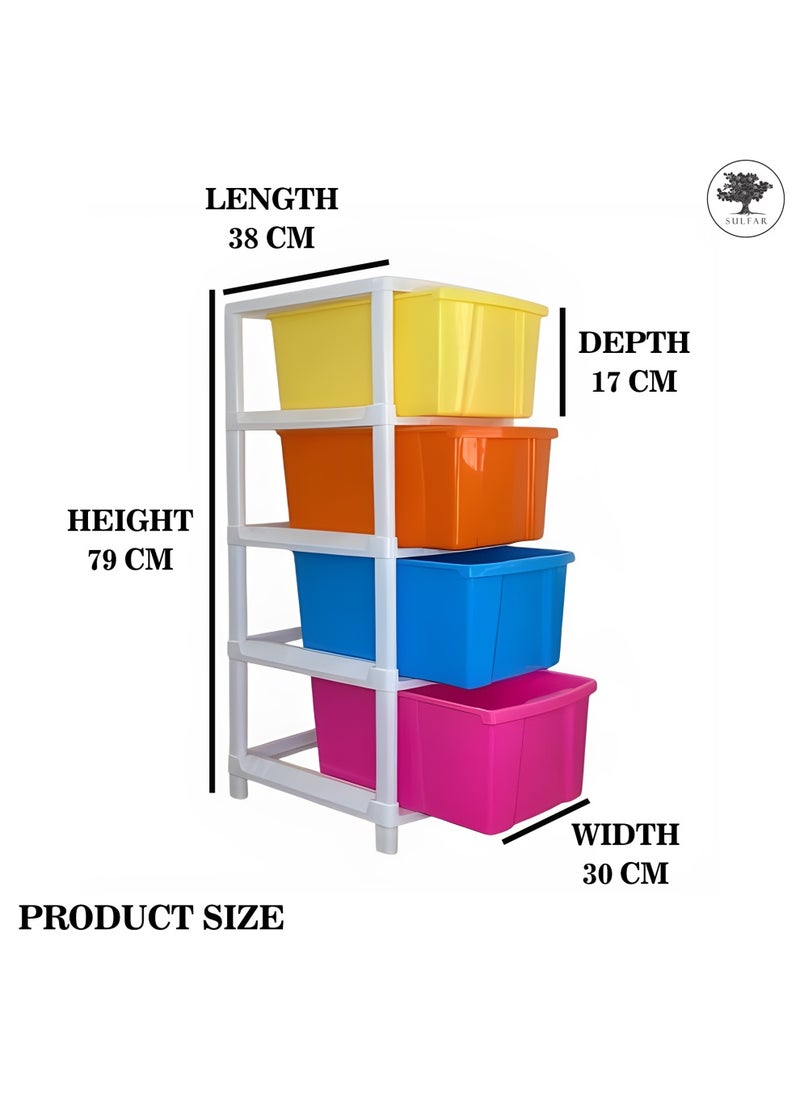 Sulfar 4XXL Plastic Modular Drawer System for Home, Office, Hospital, Parlor, School, Doctors, Home and Kids (38cmx30cmx79cm) (4XXL) (Multicolor)