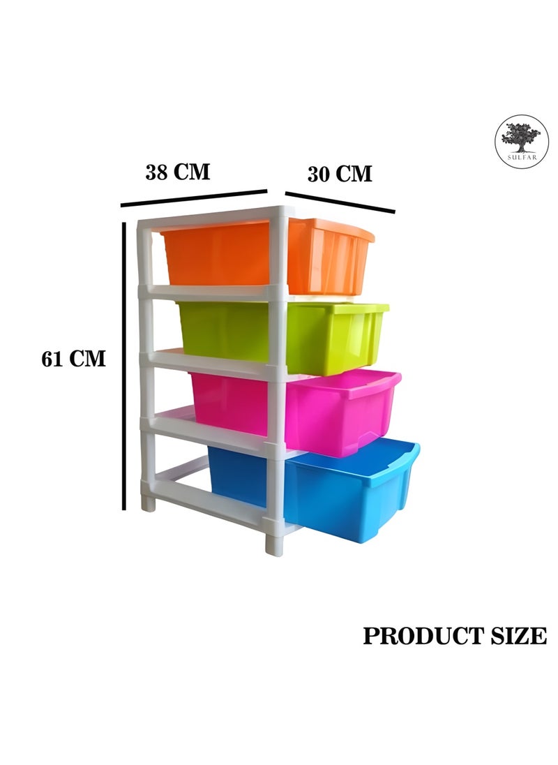 Sulfar 4XL Plastic Modular Drawer System for Home, Office, Hospital, Parlor, School, Doctors, Home and Kids (38cmx30cmx61cm) (4XL) (Multicolor)