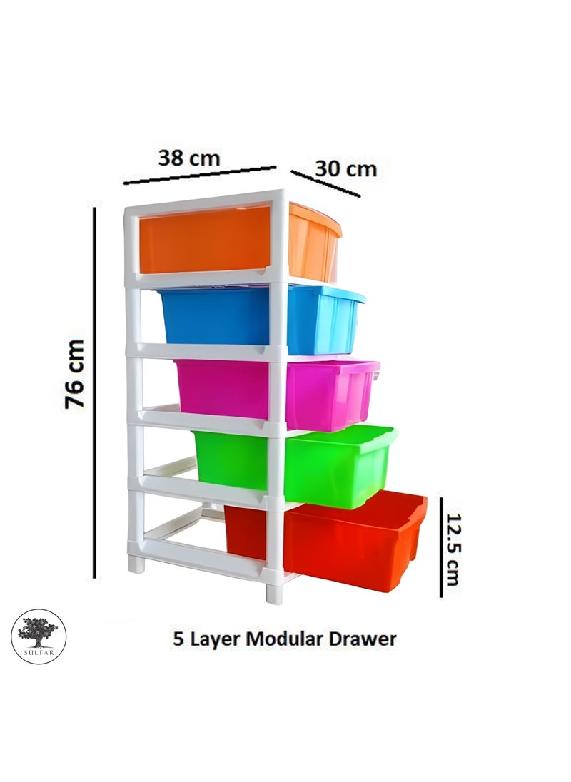 Sulfar 5XL Plastic Modular Drawer System for Home, Office, Hospital, Parlor, School, Doctors, Home and Kids (38cmx30cmx76cm) (5XL) (Multicolor)