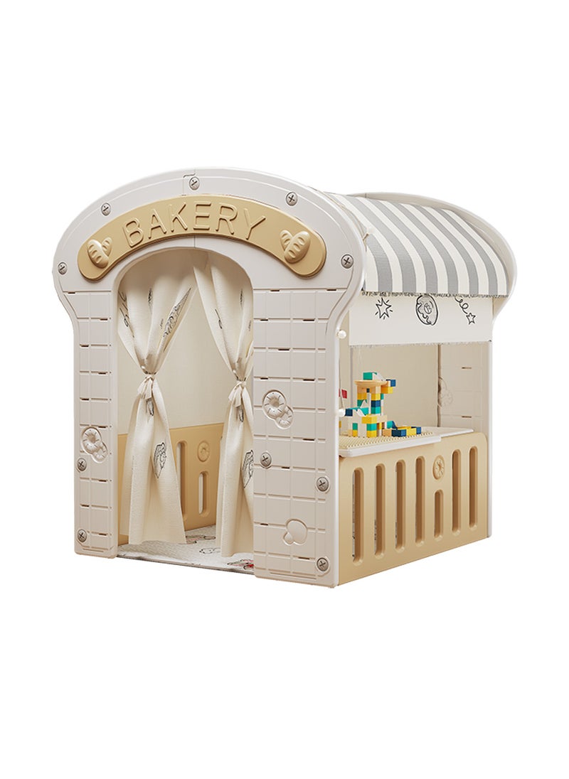 Kids Tent with Windows, Kids Playhouse Indoor & Outdoor With building blocks and storage basket and Lights, Large Play Tent for Kids Girls Boys